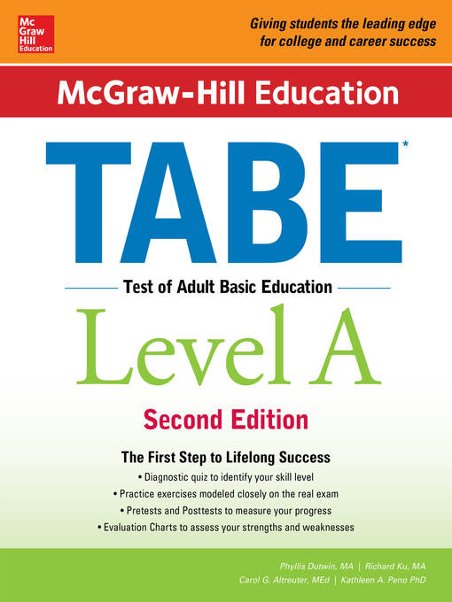 Title details for McGraw-Hill Education TABE Level A by Phyllis Dutwin - Available